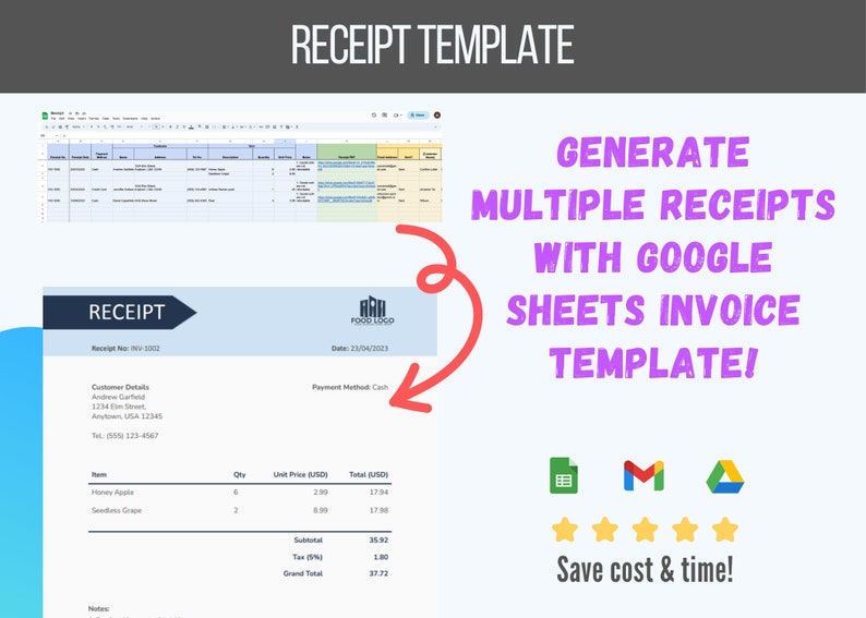 Receipt Template Automated Receipt Generation From Google - Etsy