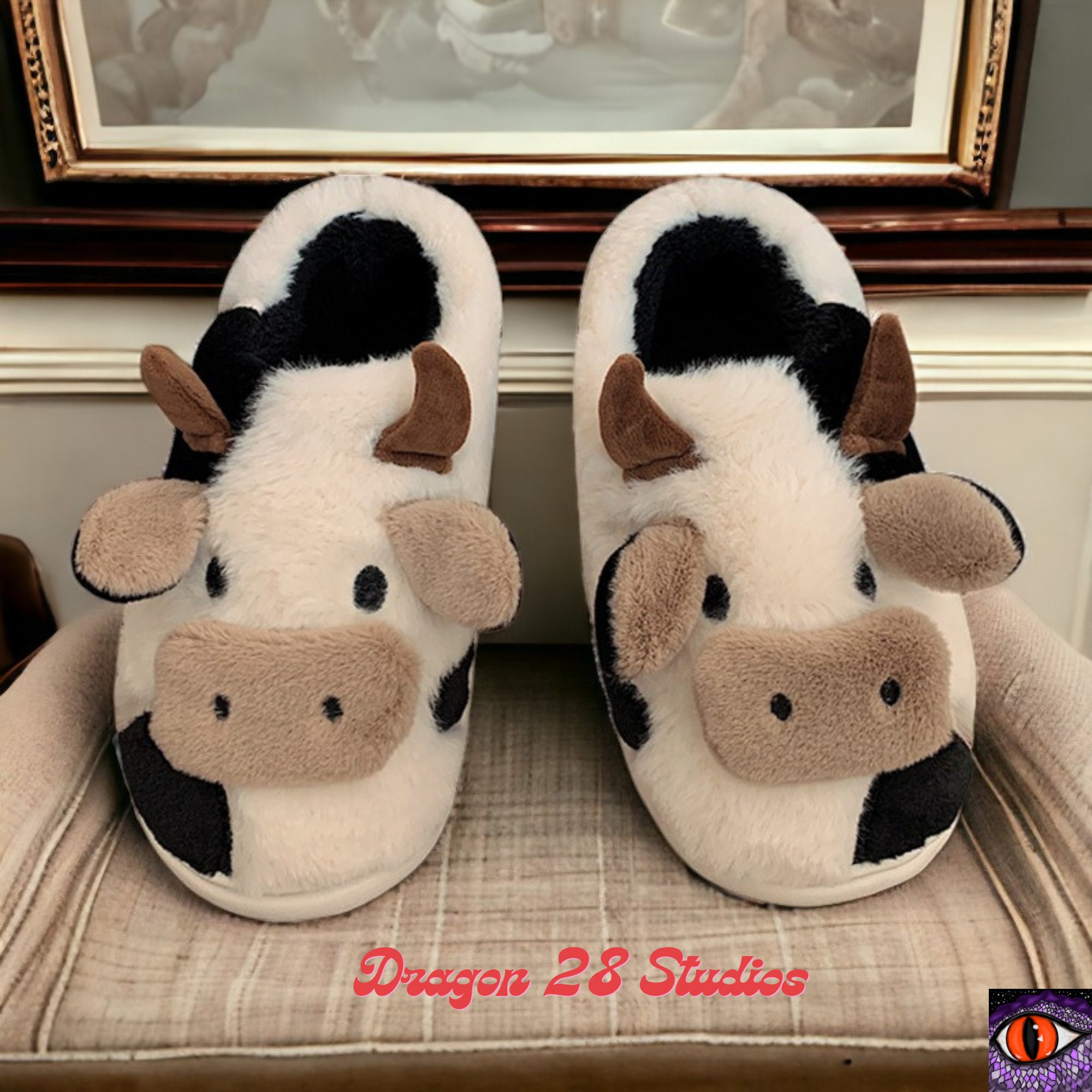 Cow Slippers, Milk Cow Slippers, Fluffy, Comfortable. Girls Fashion