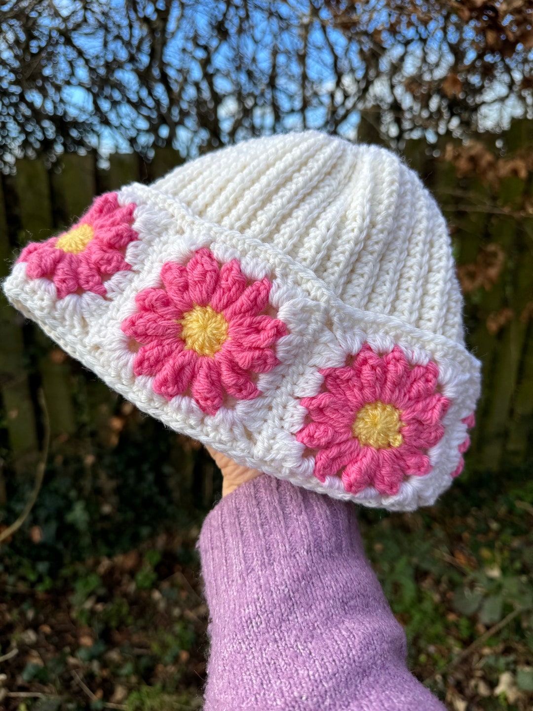 PDF Crochet Pattern - Flower Beanie - Etsy