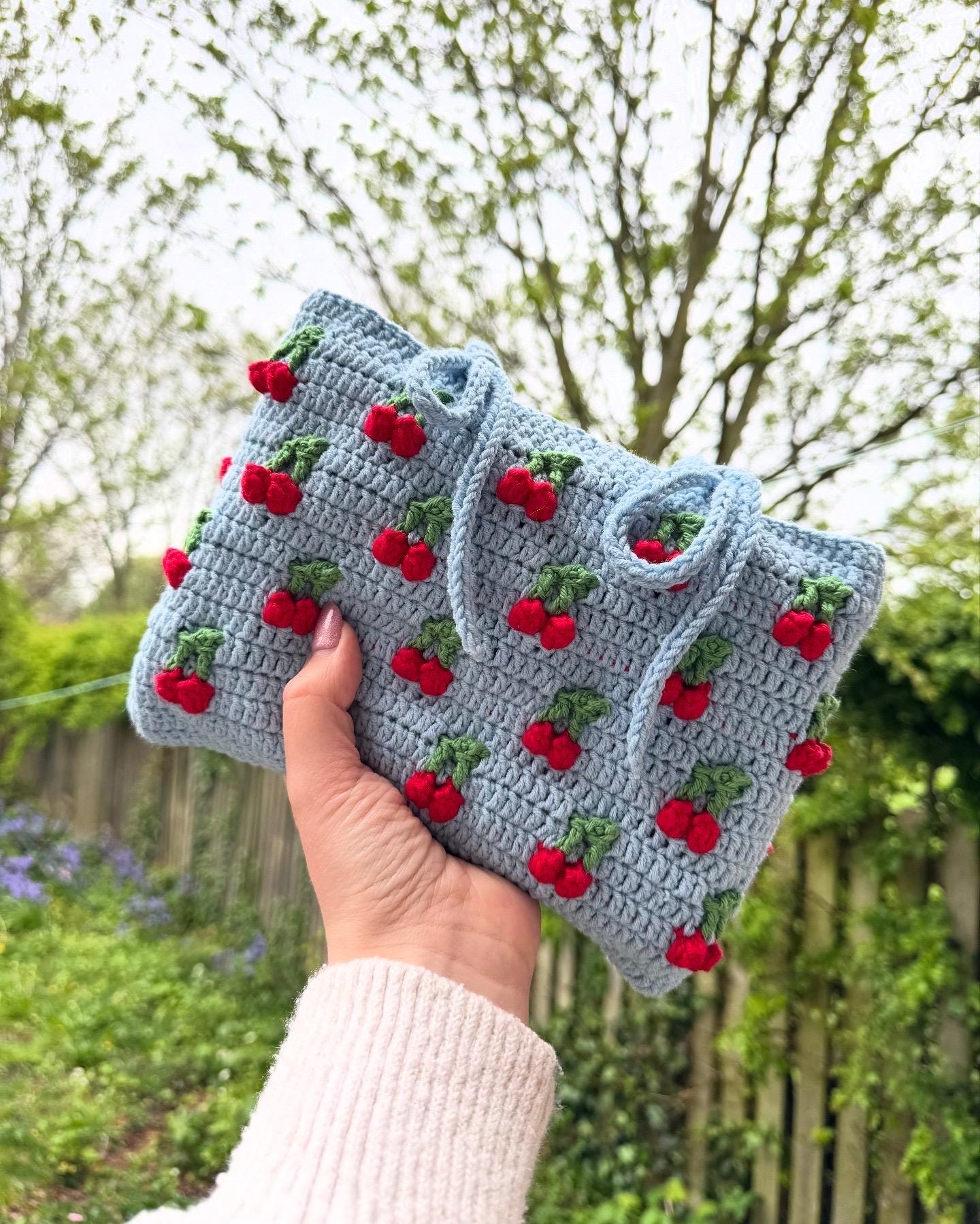 40 Book Sleeve Crochet Patterns for Stylish, Protective Handmade Reading Accessories 27 Cherry Book Sleeve Pouch