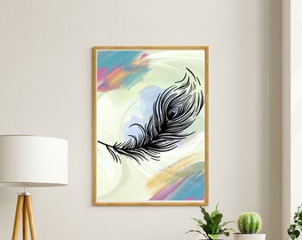 Abstract Feather Digital Wall Art Print | Contemporary Decor | Instant Download Digital Wall Art Print, digital wall art print