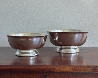 Cuencos antiguos de Gorham bañados en plata, modelo Paul Revere.