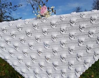 Carnation pattern, Crochet pattern, crochet shawl, graphic chart only, graphic diagram, scarf made from the bottom