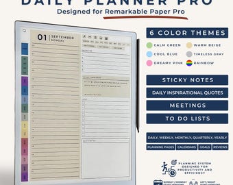 2025 Daily Planner Pro for Remarkable Paper Pro (PDF Template)