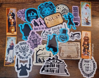 Haunted Mansion Stickers: Glossy Vinyl, Water-Resistant or Waterproof (25-Piece Set)