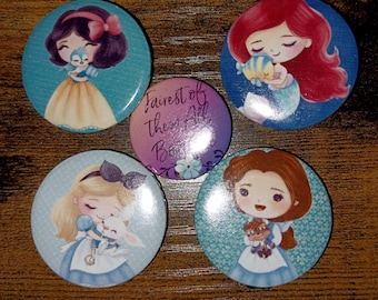 4-pack Princess pinback buttons, lanyards, backpacks, pouches, shirts, gifts for fans
