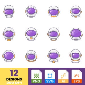Astronaut Helmet Clipart: Hand-Drawn Sci-Fi Graphics (PNG & SVG)