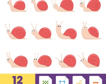 Snail Drawing Sticker Clipart | Cute Snail Stickers | Hand-Drawn Snail Clipart | Digital PNG & SVG