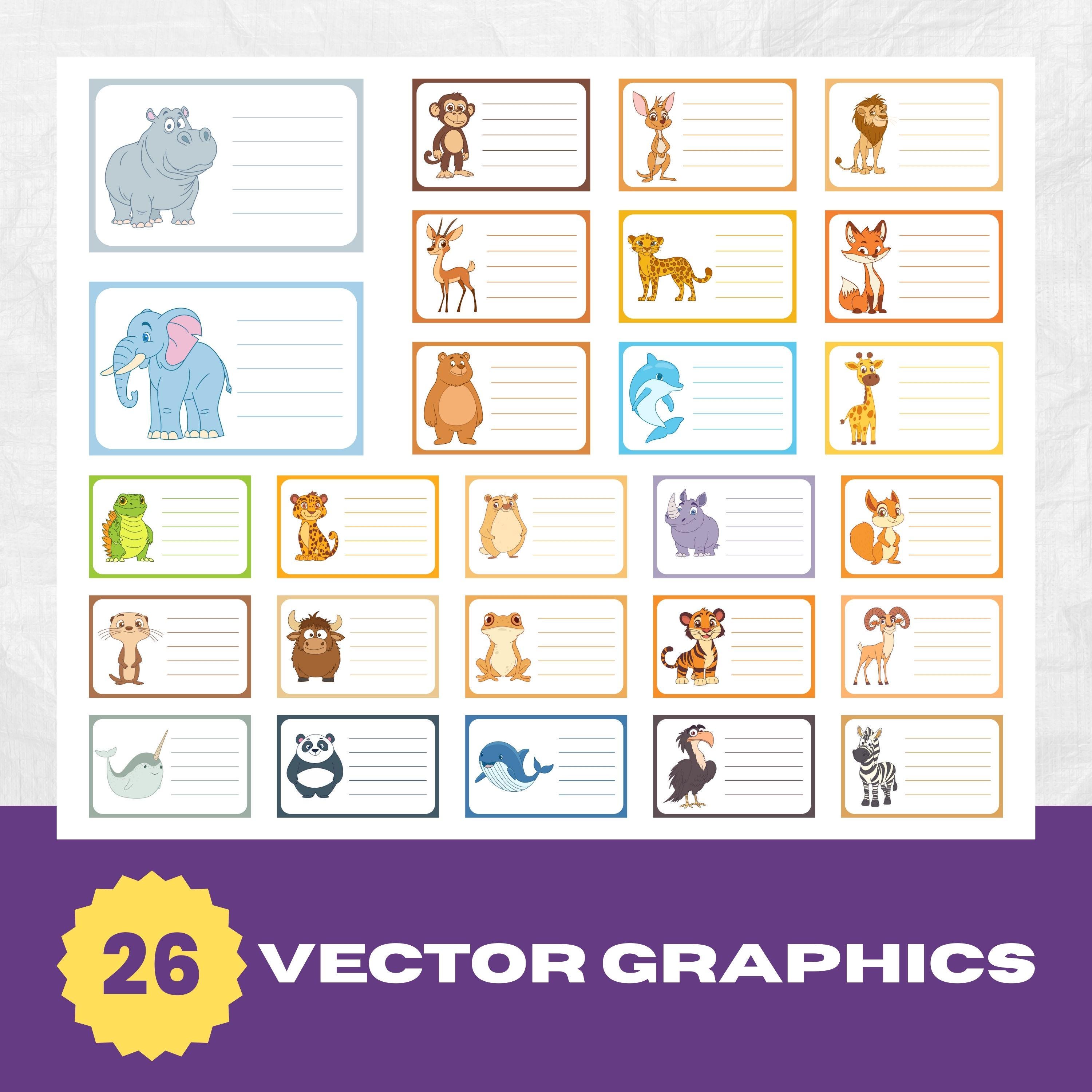 Animal Name Labels Clipart | Printable Name Tags | Cute Animal Labels ...