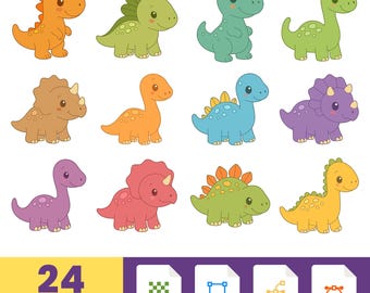 Dino Clipart Bundle Cute Dinosaur Vector Set Printable Graphic Collection