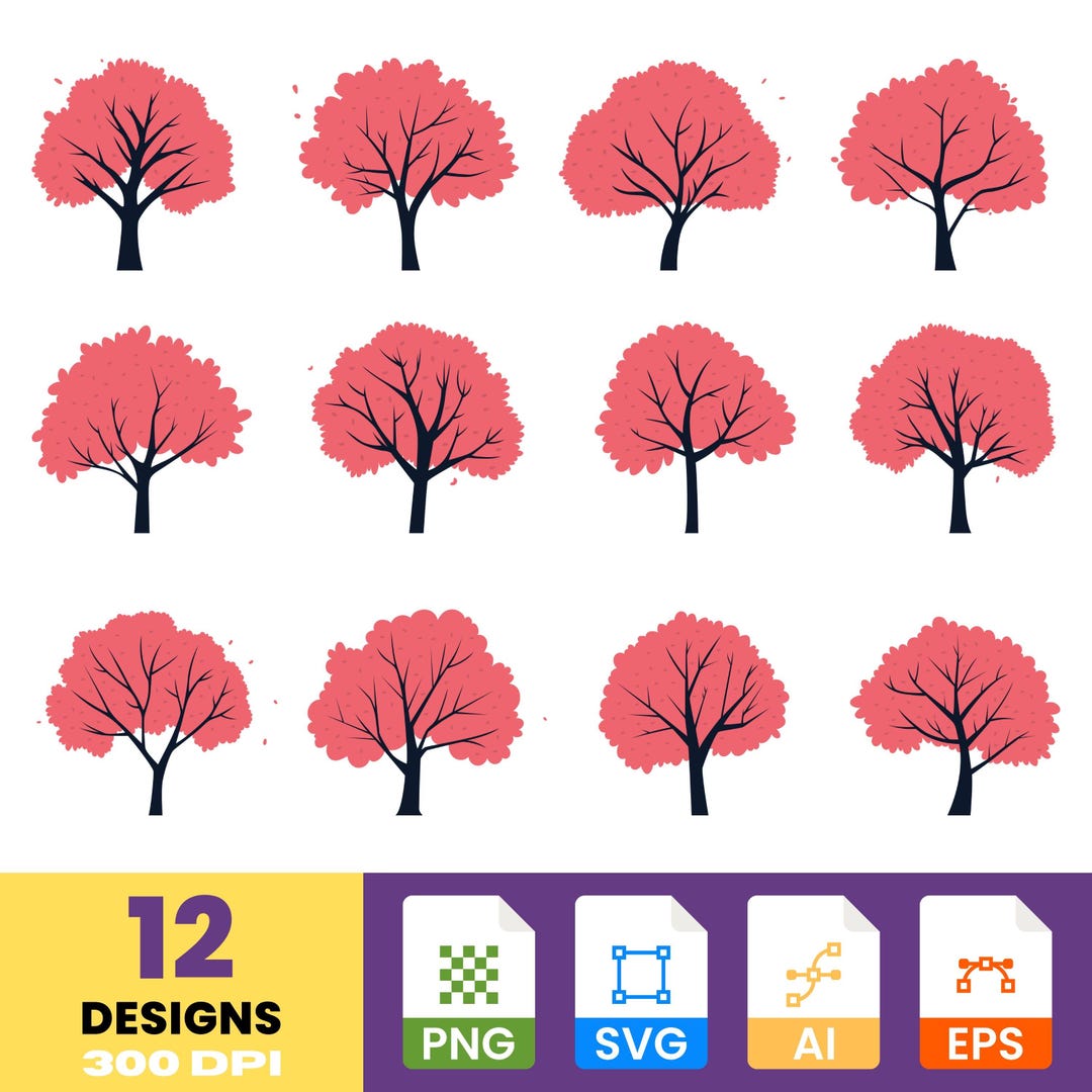 Hand-drawn Tree Clipart Stickers: Forest Nature Designs (PNG & SVG ...