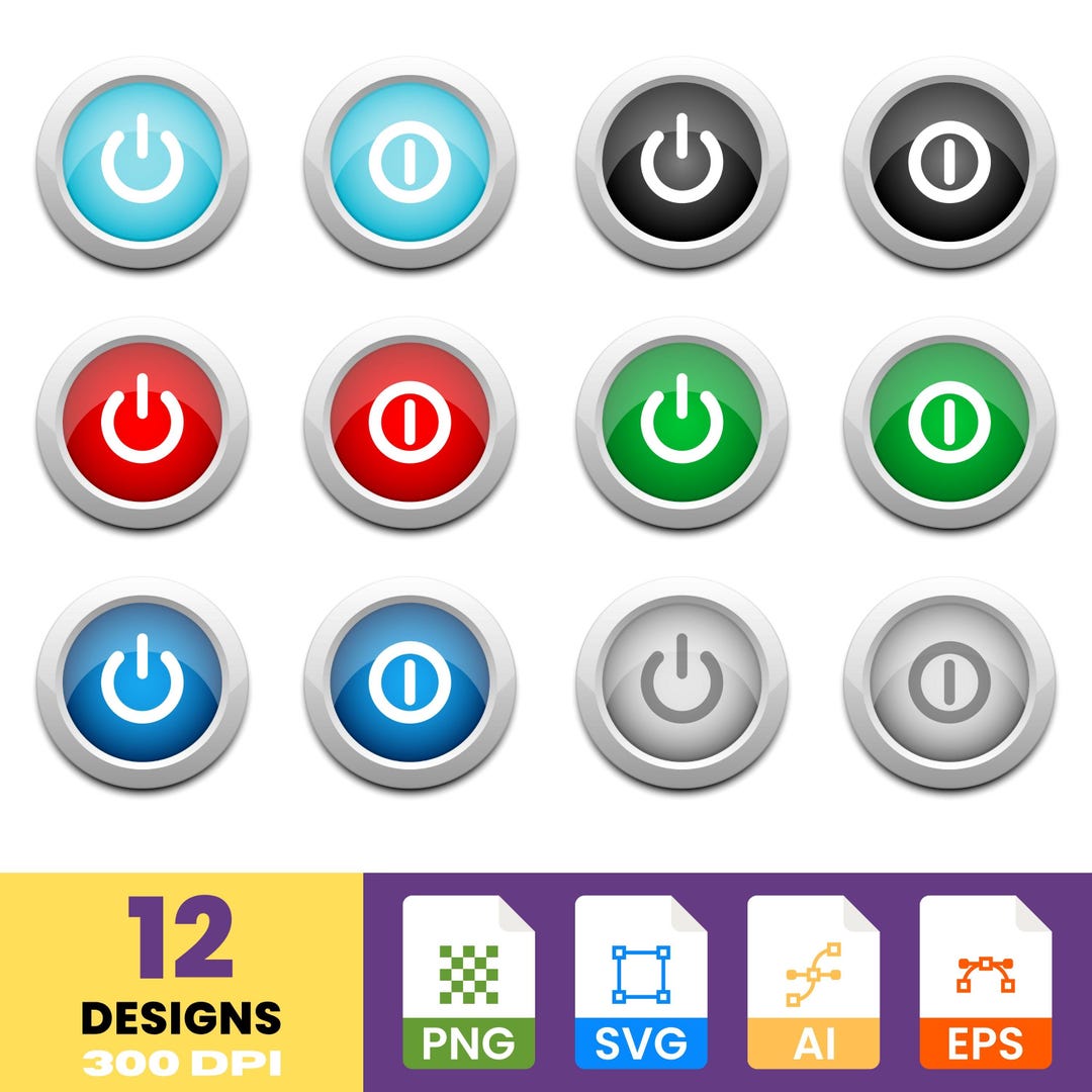 On off Button Clipart | Power Switch Icons | Digital PNG & SVG Set - Etsy