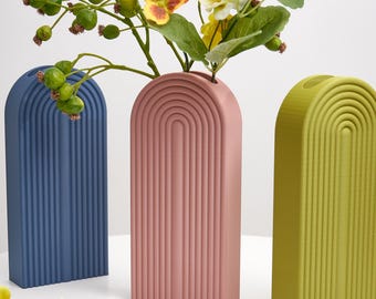 Narrow Rainbow Arch Vase – Modern Minimalist Décor – Eco-Friendly PLA - Designed for Artificial Flowers