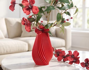 Trendy Spiral Vase - Wavy Decorative Ornament for Faux Flowers -  Eco-friendly PLA, Tabletop Decor