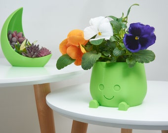 Plant pot | Happy face Planter for succulents  Smiling cute Pot Gift for plant lovers