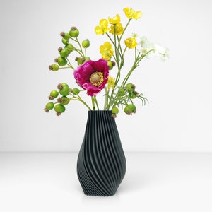 Tiny decorative vase Unique shelf ornament Perfect for dried and artificial flower arrangement Original home decor Living room decoration 3d print black lime green black