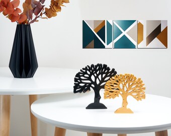 Vrijstaande decoratieve levensboomkunst Stamboomdecor 3D-geprinte boomhuisdecoratie Vrijstaand decor in goudzijde | Zwart mat