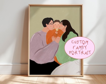 Custom Family Portrait | Gift for Parents | Cozy Home Decor | Digital Download