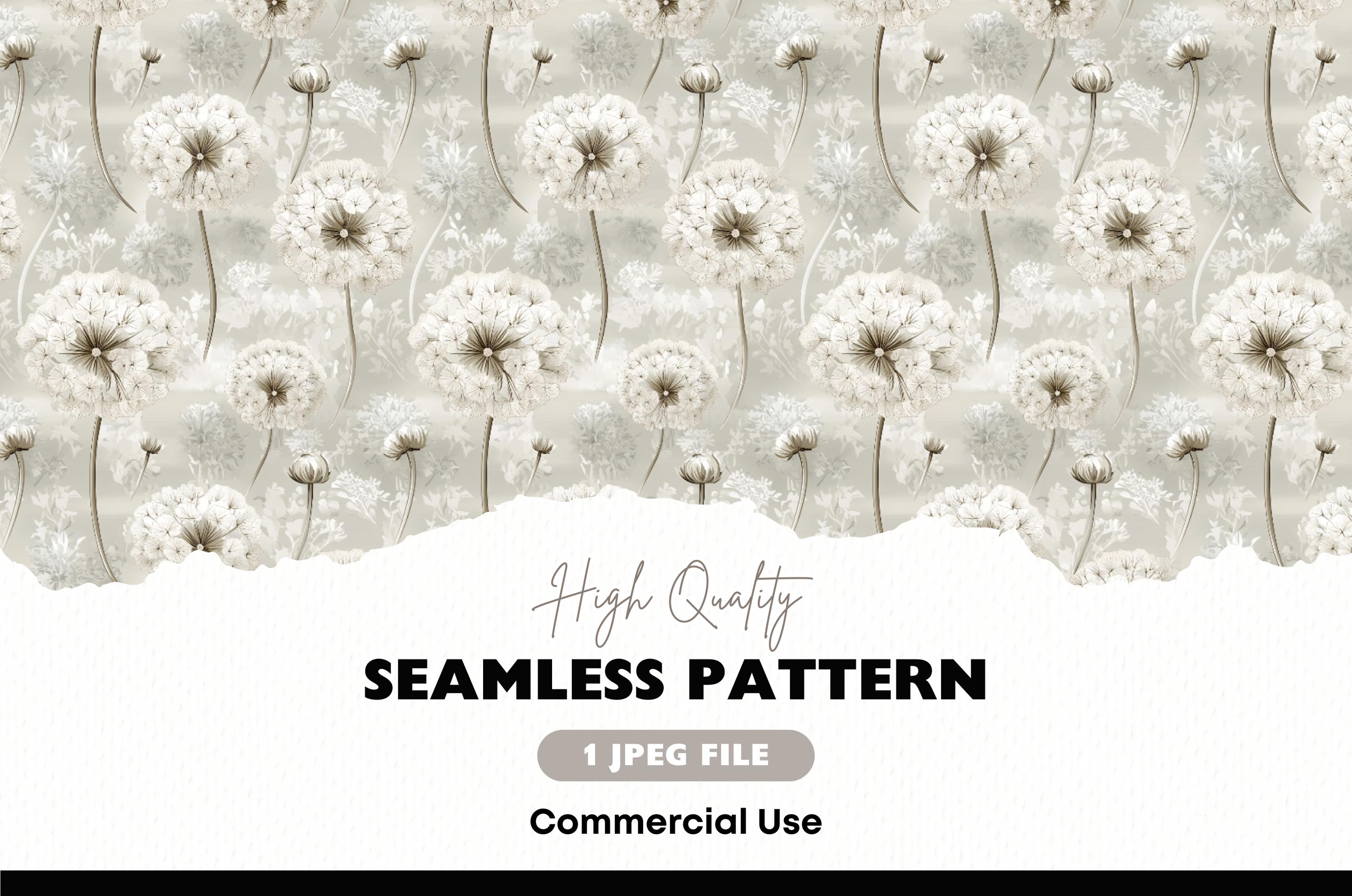 Watercolor Dandelion Seamless Pattern JPEG Floral Digital Paper Flower Print for Fabric Paper Crafts Instant Download Scrapbooking Textiles