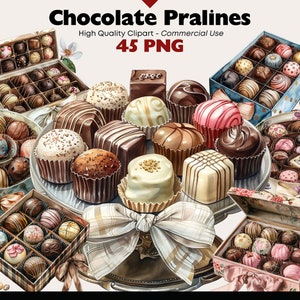 Chocolate Pralines Clipart Bundle Watercolor Chocolate Graphics Digital Download Dessert Bakery Png Clipart Paper Crafts Scrapbooking