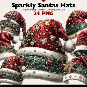 Bundle de cliparts aquarelle chapeau de père Noël graphique hiver traditionnel en téléchargement numérique vacances clipart ensemble chapeau de Noël festif artisanat en papier PNG