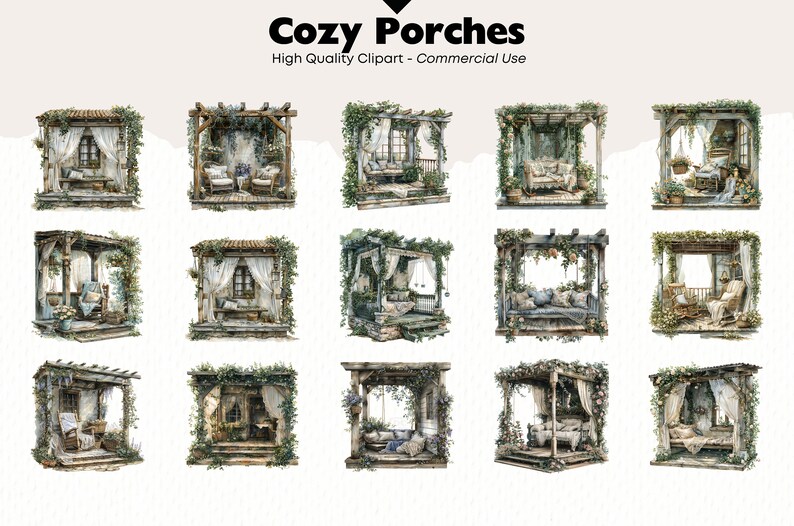 Vintage Porch Clipart, House Porch Watercolor, Cozy Porch PNG, Porch ...