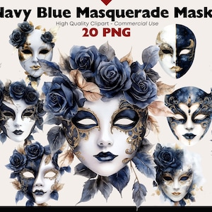 Maskerade masker clipart bundel elegante theater masker PNG digitale download vintage gemaskerd bal maskers uitnodigingen scrapbooking papier ambachten