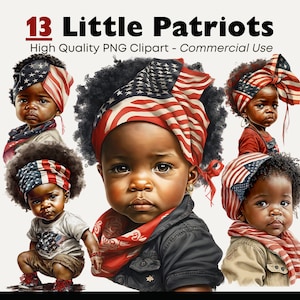 Lot de cliparts bébé 4 juillet, fête de l'indépendance PNG, aquarelle patriotique bébé, Illustration imprimable patriote bambin, clipart bébé mignon