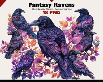Gotisk Korp Clipart – Mörk Fantasie Fågel PNGs för Häxpyssel och Mystisk Konst, Nedladdning, Häxpyssel, Scrapbooking