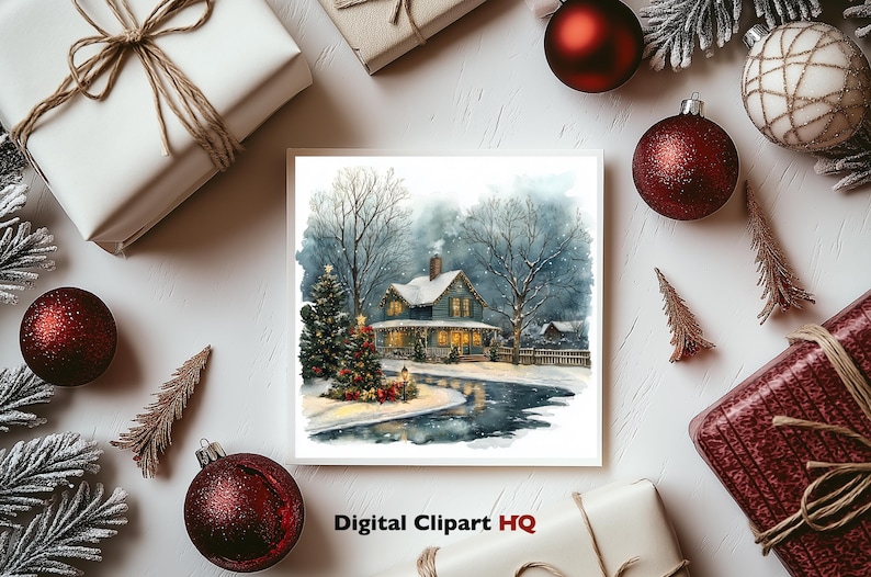 Winter Scenes Clipart Bundle Snowy Landscapes Graphics Digital Download ...