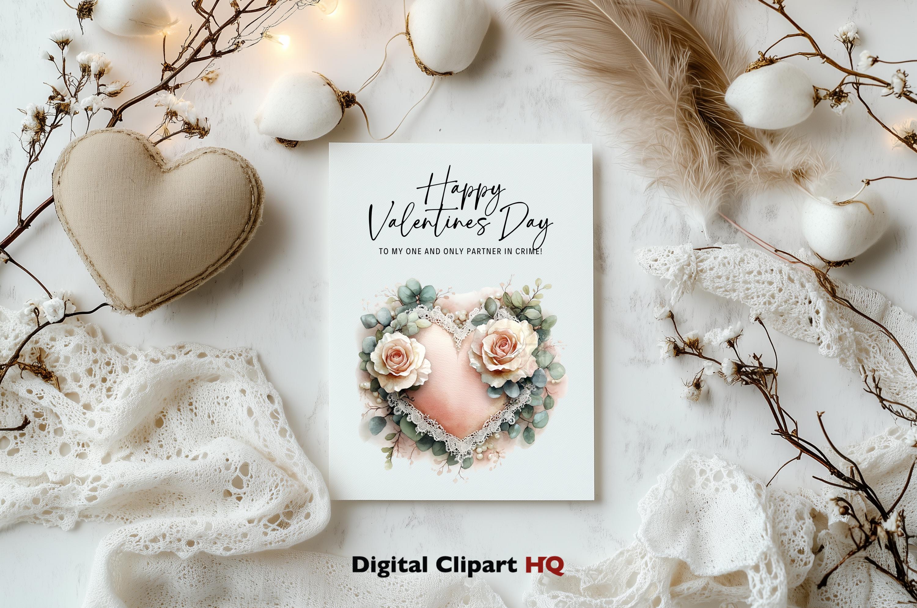 Floral Heart Clipart Bundle Watercolor Valentines Day Decor PNG Love ...