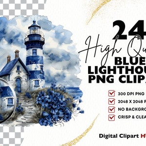 Vintage Lighthouse Clipart Bundle, Rustic Lighthouse Watercolor ...