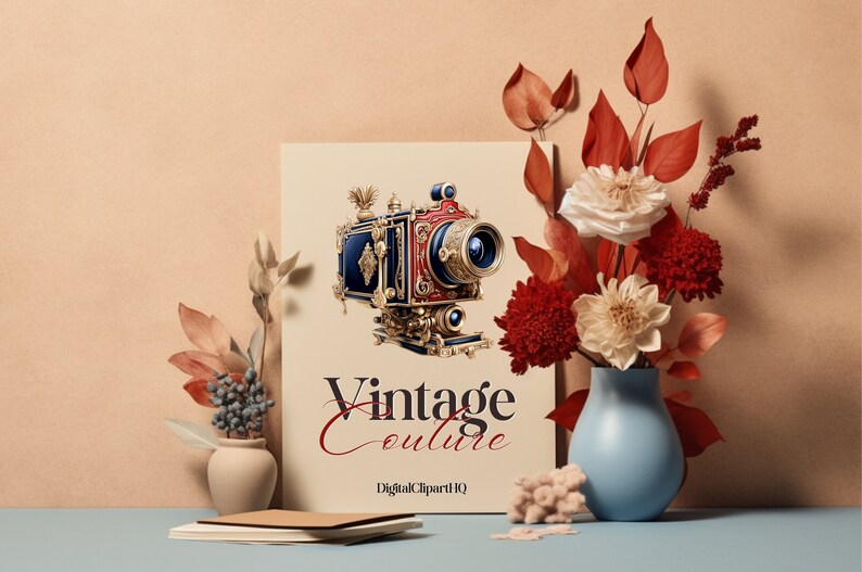 Vintage Camera Clipart Bundle Gold Retro PNG Steampunk Camera Chic ...