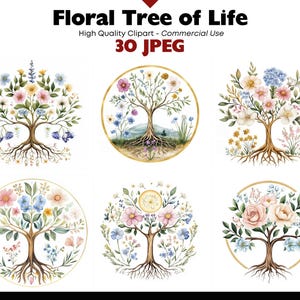 Tree of Life JPEG Graphics Commercial Use Spiritual Clipart Digital Download Watercolor Oak Tree Paper Crafts Junk Journal Scrapbooking