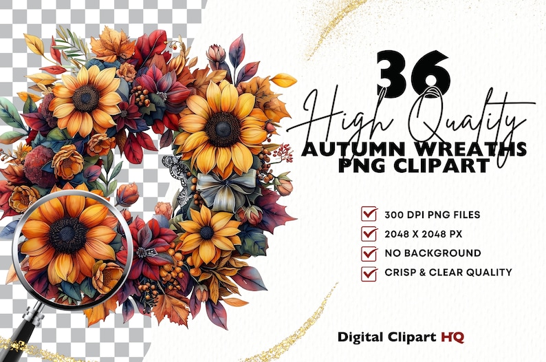 Autumn Wreaths Clipart Bundle Watercolor Fall Wreath Graphics Digital ...