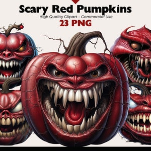 Scary Pumpkin Clipart, Gourds Digital Download, PNG Pumpkin, Halloween Watercolor, Scary Pumpkin Faces Graphics, Sinister Pumpkins Printable