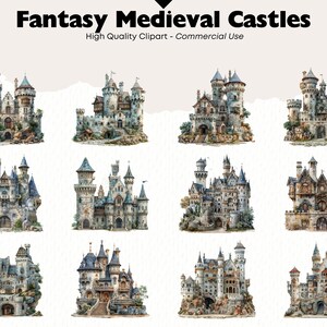 Fantasy Medieval Castles Clipart Bundle, Ancient Fortresses Graphics ...