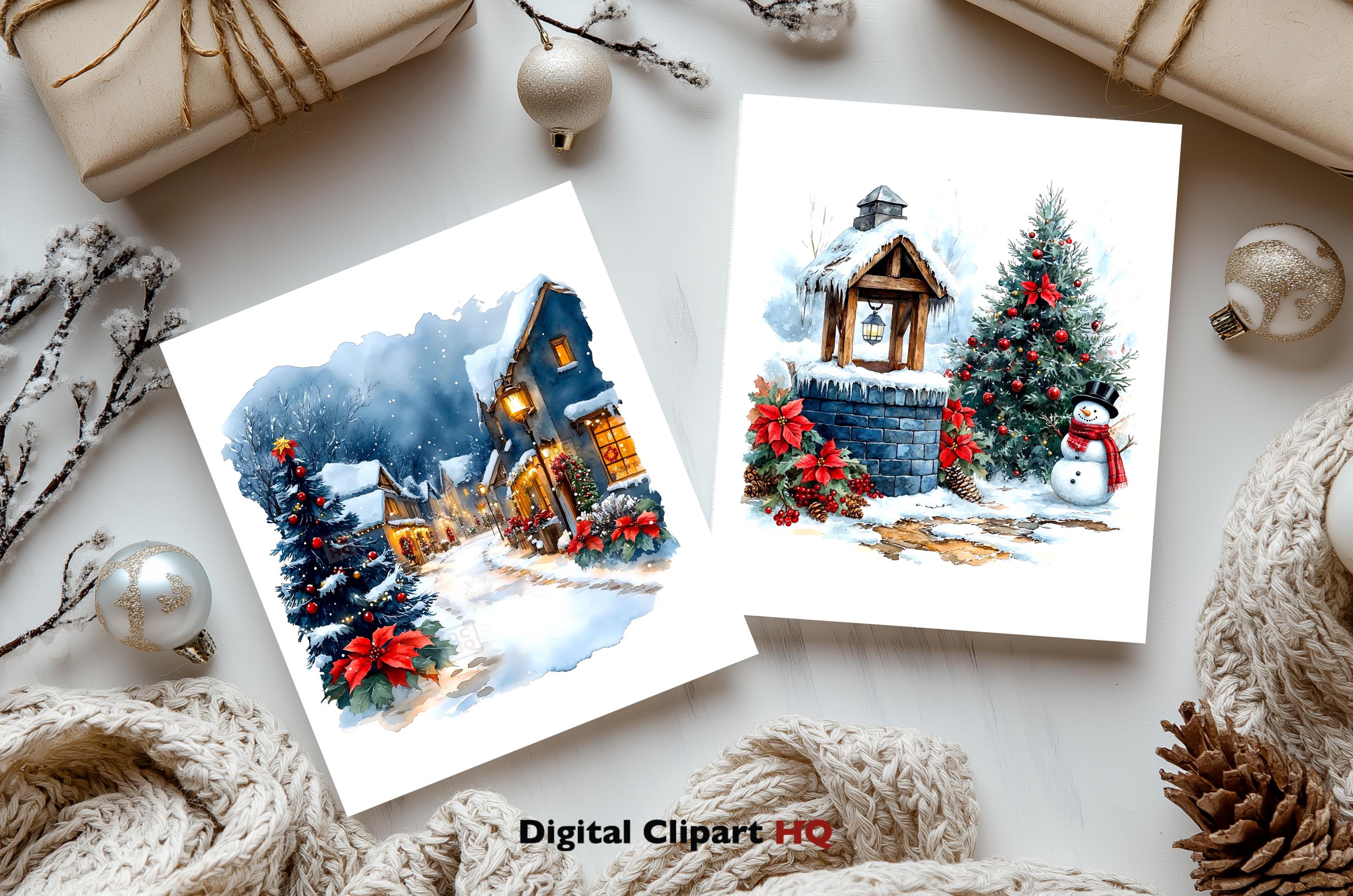 Winter Scenes Clipart Bundle Snowy Landscapes Graphics Digital Download ...
