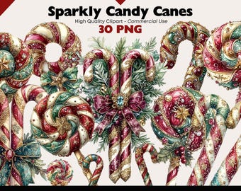 Watercolor Candy Cane Clipart Bundle Traditional Winter Graphics Digital Download Holiday Sweets PNG Mint Lollipop Holiday Candy Stick