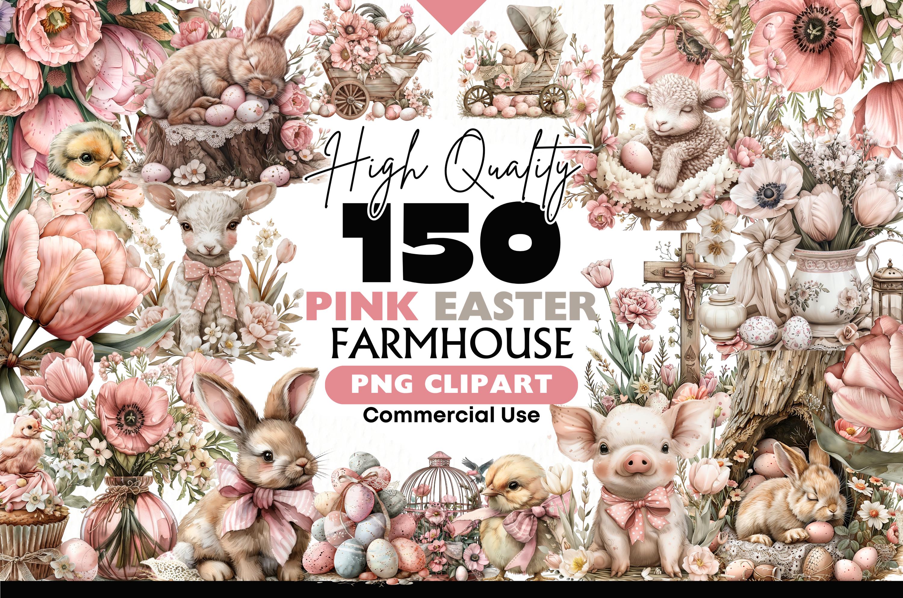 Easter Farmhouse Clipart Bundle Spring Animals Digital Download PNG ...