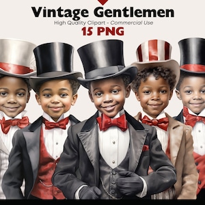 Vintage Christmas Boys Clipart Bundle, Victorian Watercolor Christmas PNG , Retro Holiday Gentleman, Classic Christmas Kids Graphics,