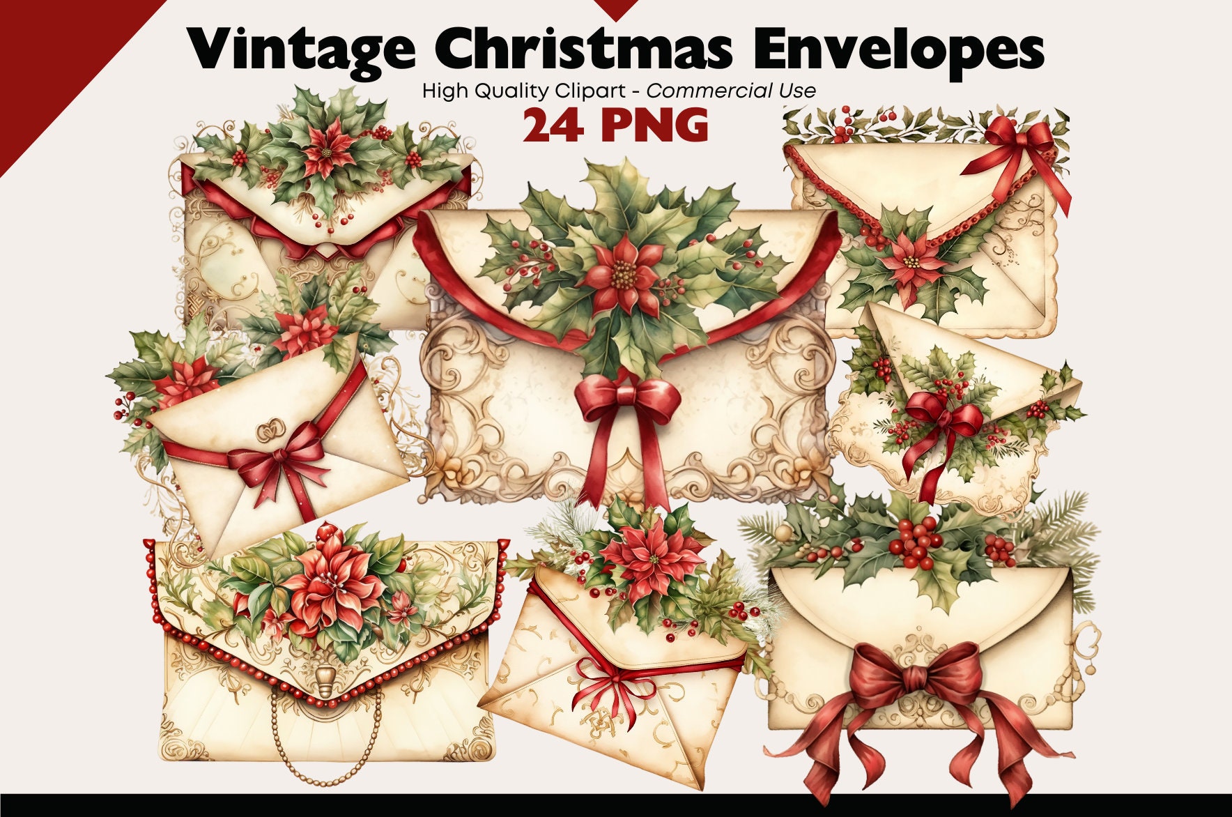Vintage Christmas Envelopes Clipart, Antique Mail PNG, Retro Envelope  Graphics, Santas Letter Illustrations, Vintage Santa Envelope PNG - Etsy, image size:1768x1172