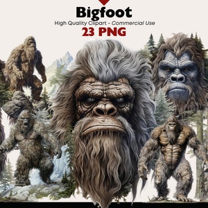 Bigfoot Clipart Bundle, Bigfoot PNG, Sasquatch PNG, Full-body Bigfoot In The Forest, Mountain Bigfoot Clip Art, Fantasy Creature Graphics
