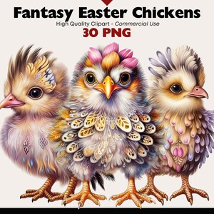 Bundle de cliparts fantastique poulet de Pâques, aquarelle de poulet mignon, coq de campagne imprimable, poussins imprimables, poulet de printemps PNG