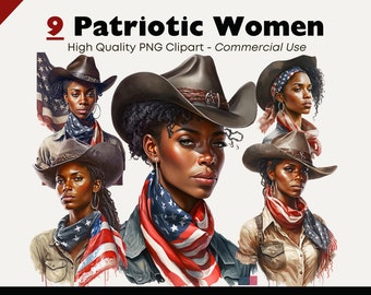Patriotic Women Clipart, Western PNG, Patriotic Female Graphics, 4th of July Clipart, Independence Day PNG, Western Watercolor