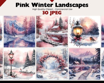Winter Scenes Clipart Bundle Snowy Landscapes Graphics Digital Download ...