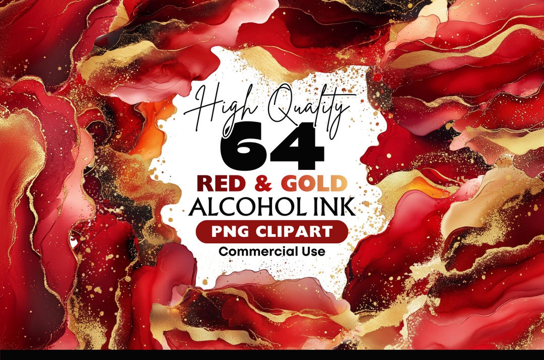 Red Gold Alcohol Ink Clipart, Abstract Ink Textures PNG, Luxury Red Ink ...