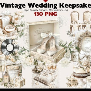 Vintage bruiloft clipartbundel met prachtige bruids aandenken png-afbeeldingen voor huwelijksuitnodigingen scrapbooking papier ambachten en tijdschriften