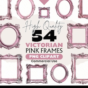 Pink Victorian Frame Clipart Bundle Ornate Vintage Empty Borders Decorative Scrollwork Digital Download Ephemera Paper Crafts Scrapbooking