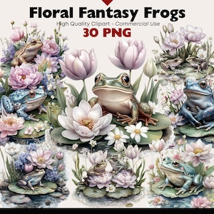Sapo Floral Fantasia PNG Clipart Caprichoso Aquarela Lírios Sapos, Natureza Gráficos Animais Download Digital Papel Artesanato Junco Diário